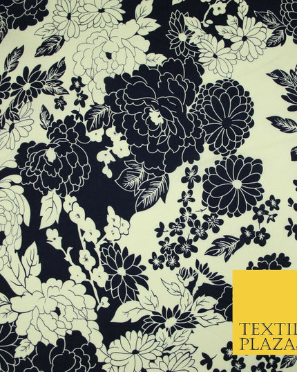 Artsy Floral Dahlia Blossom Printed 100%Cotton Poplin Fabric Dress Face Mask 59"