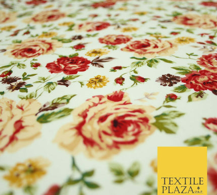 Vintage Garden Rose Flower Printed 100% Cotton Poplin Fabric Dress Face Mask 59"