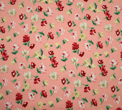Floral Mini Peony Flower Printed 100% Cotton Poplin Fabric Dress Face Masks 59"