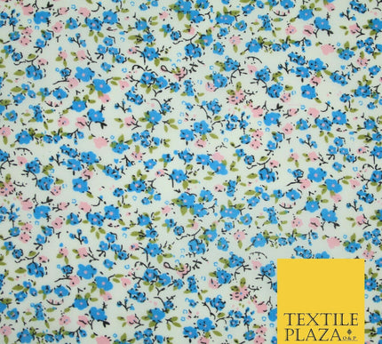 Floral Buttercup Ditsy Flower Printed Poly Cotton Fabric Polycotton Mask 45"