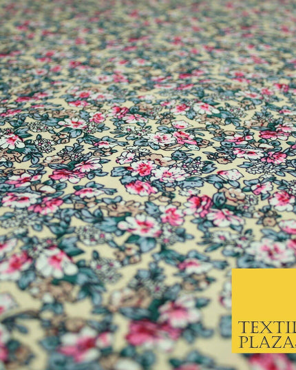 Pansy Cluster Floral Ditsy Printed 100% Cotton Poplin Fabric Dress Face Mask 59"