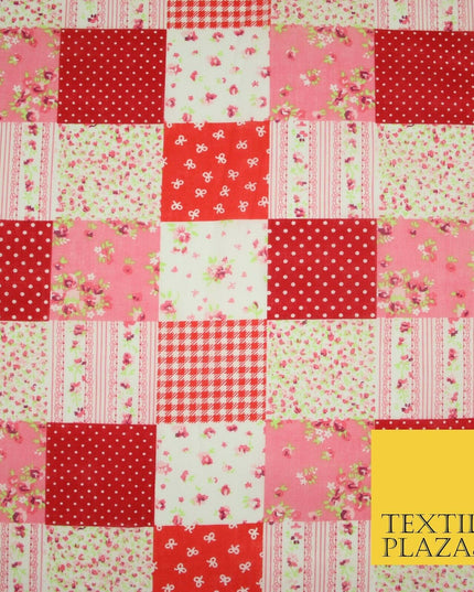 Floral Gingham Spotted Patchwork Printed Poly Cotton Fabric Polycotton Craft 45"