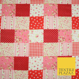 Floral Gingham Spotted Patchwork Printed Poly Cotton Fabric Polycotton Craft 45"