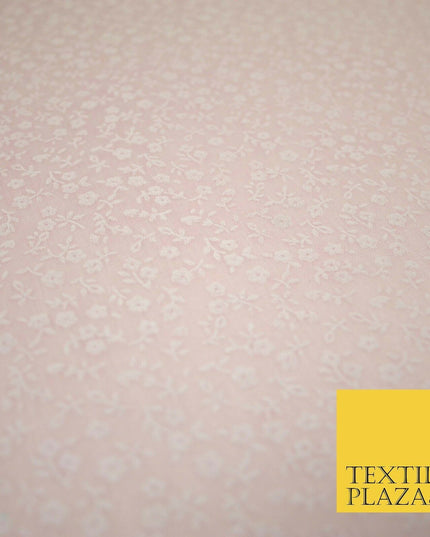 Mini Petunia Ditsy Flower Printed Pastel Poly Cotton Fabric Polycotton Craft 45"