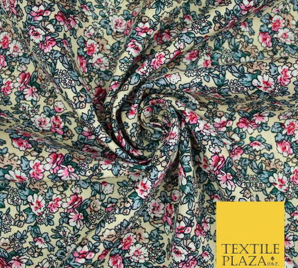 Pansy Cluster Floral Ditsy Printed 100% Cotton Poplin Fabric Dress Face Mask 59"