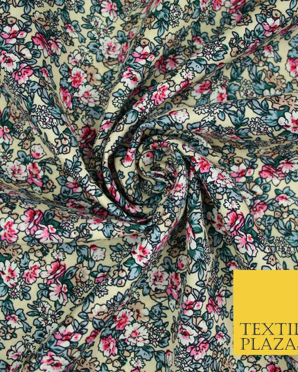 Pansy Cluster Floral Ditsy Printed 100% Cotton Poplin Fabric Dress Face Mask 59"