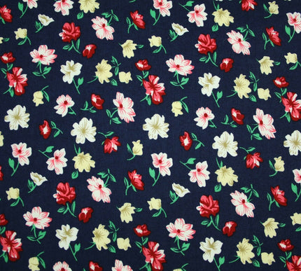 Floral Mini Peony Flower Printed 100% Cotton Poplin Fabric Dress Face Masks 59"