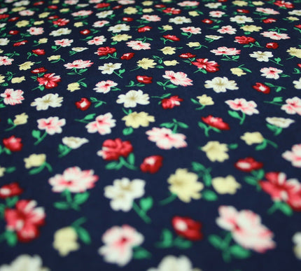 Floral Mini Peony Flower Printed 100% Cotton Poplin Fabric Dress Face Masks 59"