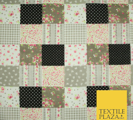 Floral Gingham Spotted Patchwork Printed Poly Cotton Fabric Polycotton Craft 45"