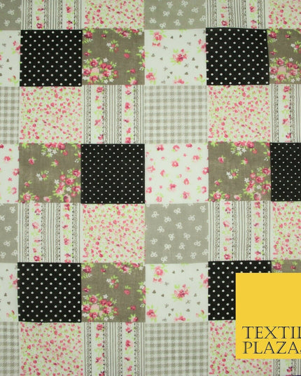 Floral Gingham Spotted Patchwork Printed Poly Cotton Fabric Polycotton Craft 45"