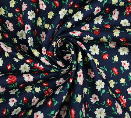 Floral Mini Peony Flower Printed 100% Cotton Poplin Fabric Dress Face Masks 59"