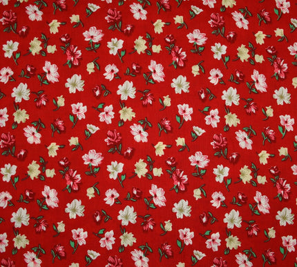 Floral Mini Peony Flower Printed 100% Cotton Poplin Fabric Dress Face Masks 59"