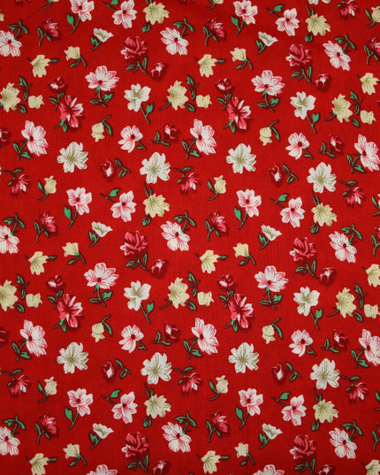 Floral Mini Peony Flower Printed 100% Cotton Poplin Fabric Dress Face Masks 59"