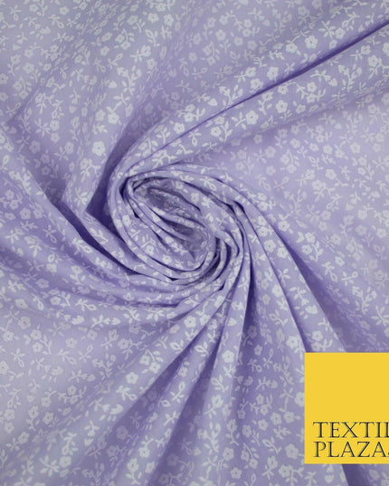 Mini Petunia Ditsy Flower Printed Pastel Poly Cotton Fabric Polycotton Craft 45"