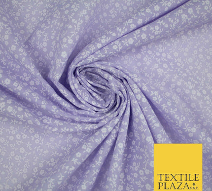 Mini Petunia Ditsy Flower Printed Pastel Poly Cotton Fabric Polycotton Craft 45"