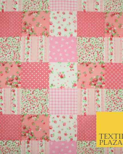 Floral Gingham Spotted Patchwork Printed Poly Cotton Fabric Polycotton Craft 45"