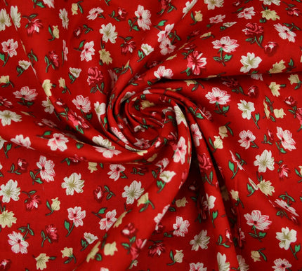 Floral Mini Peony Flower Printed 100% Cotton Poplin Fabric Dress Face Masks 59"