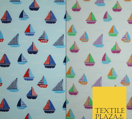 Nautical Sailing Boat Sailor Sea Printed Poly Cotton Fabric Polycotton Mask 45"