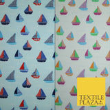 Nautical Sailing Boat Sailor Sea Printed Poly Cotton Fabric Polycotton Mask 45"