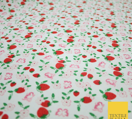 Strawberry Butterfly Ditsy Flower Printed Poly Cotton Fabric Polycotton Mask 45"