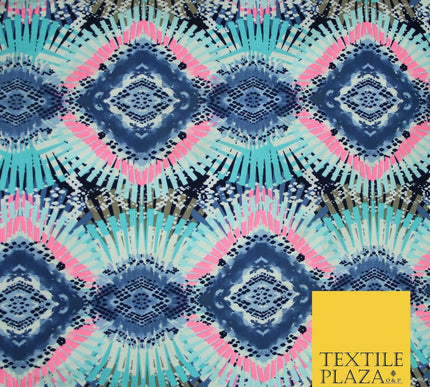 Wacky Bright Kaleidoscope Diamond Printed Stretch Jersey Fabric Dress Craft 3814