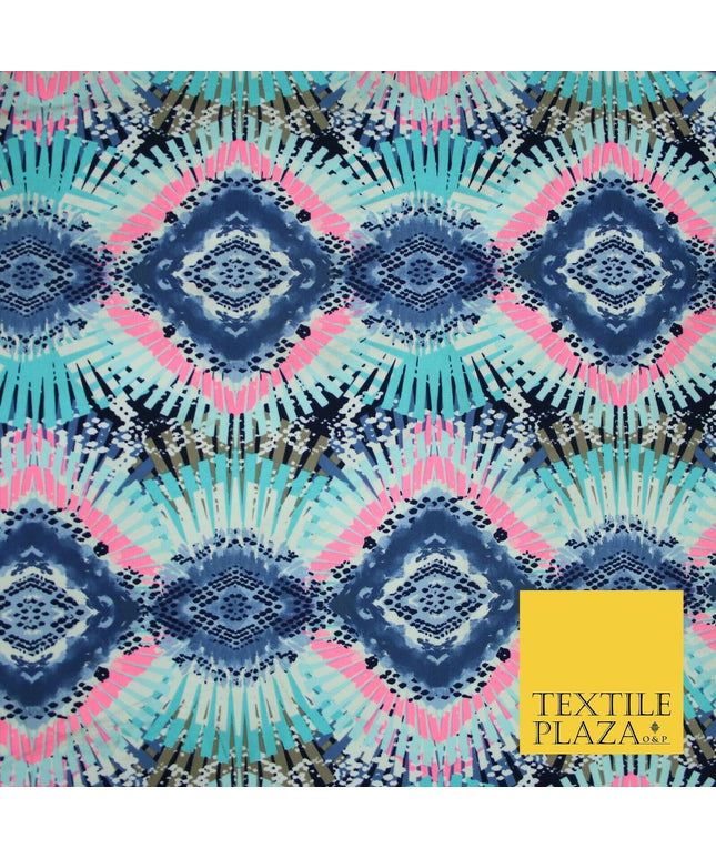 Wacky Bright Kaleidoscope Diamond Printed Stretch Jersey Fabric Dress Craft 3814