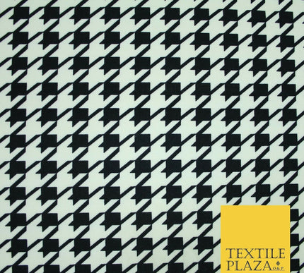 Black Cream Houndstooth Printed Ponte Roma Jersey Fabric 155cm Dress Craft 3815