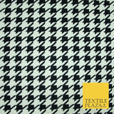 Black Cream Houndstooth Printed Ponte Roma Jersey Fabric 155cm Dress Craft 3815