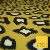 Ochre Gold Leopard Animal Print Printed Stretch Jersey Fabric Dress Craft 3811
