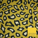 Ochre Gold Leopard Animal Print Printed Stretch Jersey Fabric Dress Craft 3811