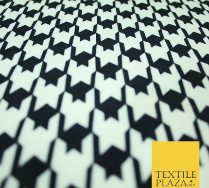 Black Cream Houndstooth Printed Ponte Roma Jersey Fabric 155cm Dress Craft 3815