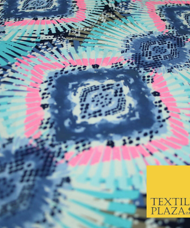 Wacky Bright Kaleidoscope Diamond Printed Stretch Jersey Fabric Dress Craft 3814