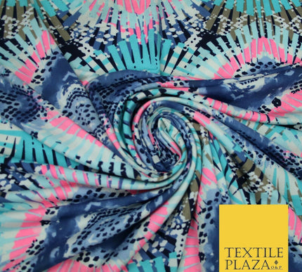 Wacky Bright Kaleidoscope Diamond Printed Stretch Jersey Fabric Dress Craft 3814