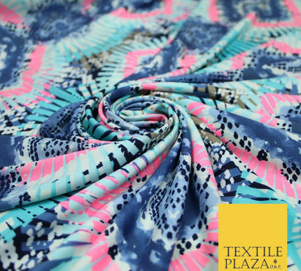 Wacky Bright Kaleidoscope Diamond Printed Stretch Jersey Fabric Dress Craft 3814
