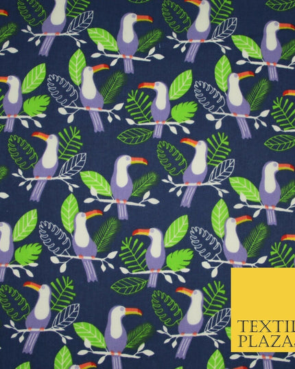 Toucan Bird Wildlife Blue Printed Poly Cotton Fabric Polycotton Kid Mask 45"3791