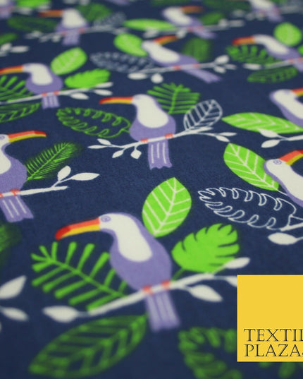 Toucan Bird Wildlife Blue Printed Poly Cotton Fabric Polycotton Kid Mask 45"3791