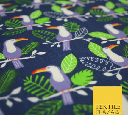 Toucan Bird Wildlife Blue Printed Poly Cotton Fabric Polycotton Kid Mask 45"3791