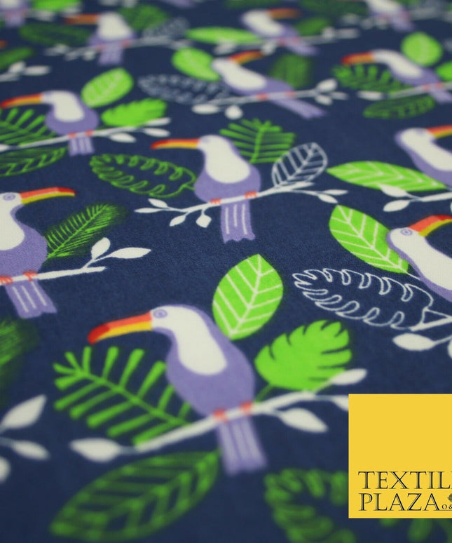 Toucan Bird Wildlife Blue Printed Poly Cotton Fabric Polycotton Kid Mask 45"3791