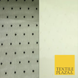 Black / Ivory 3mm Dobby Spot Polka Dot Power Mesh Net Tulle Stretch Dress Fabric
