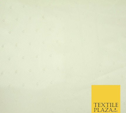 Black / Ivory 3mm Dobby Spot Polka Dot Power Mesh Net Tulle Stretch Dress Fabric