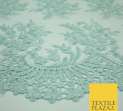 Floral Cluster Scalloped Applique Embroidered Net Lace Dress Fabric Wedding