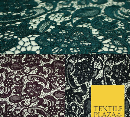 Luxury Webbed Floral Pansy Embroidery Guipure Lace Dress Fabric Wedding Bridal