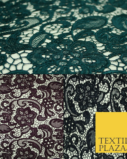 Luxury Webbed Floral Pansy Embroidery Guipure Lace Dress Fabric Wedding Bridal