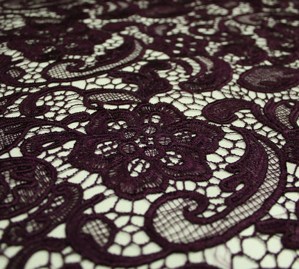 Luxury Webbed Floral Pansy Embroidery Guipure Lace Dress Fabric Wedding Bridal