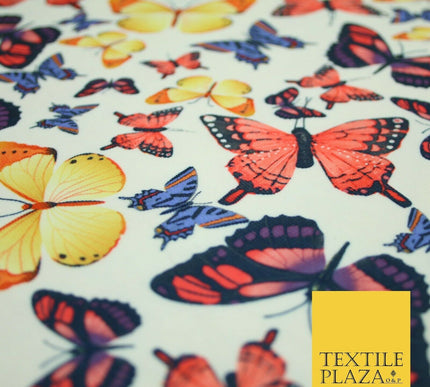 High Quality Multicolour Flying Butterflies Printed Stretch Jersey Fabric 3944