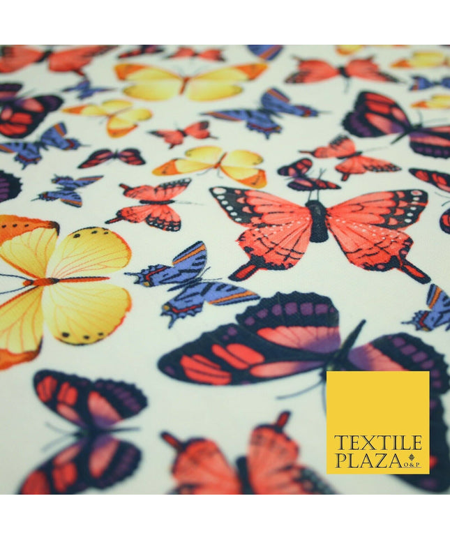High Quality Multicolour Flying Butterflies Printed Stretch Jersey Fabric 3944