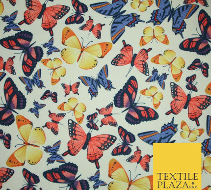High Quality Multicolour Flying Butterflies Printed Stretch Jersey Fabric 3944