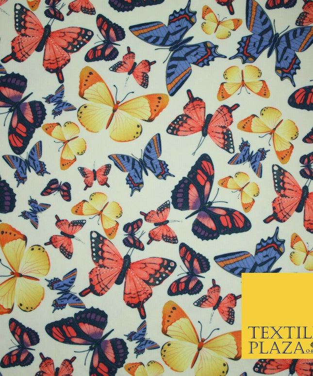 High Quality Multicolour Flying Butterflies Printed Stretch Jersey Fabric 3944
