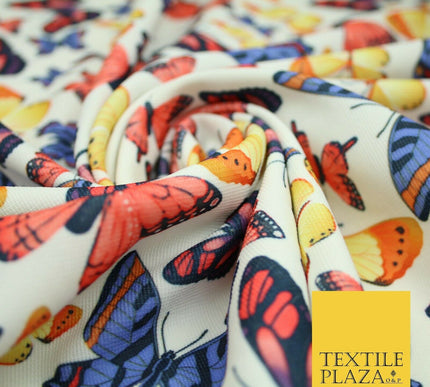 High Quality Multicolour Flying Butterflies Printed Stretch Jersey Fabric 3944