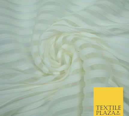 Blush Ivory Black Premium Corded Ribbed Striped Raised Net Stretch Dress Fabric